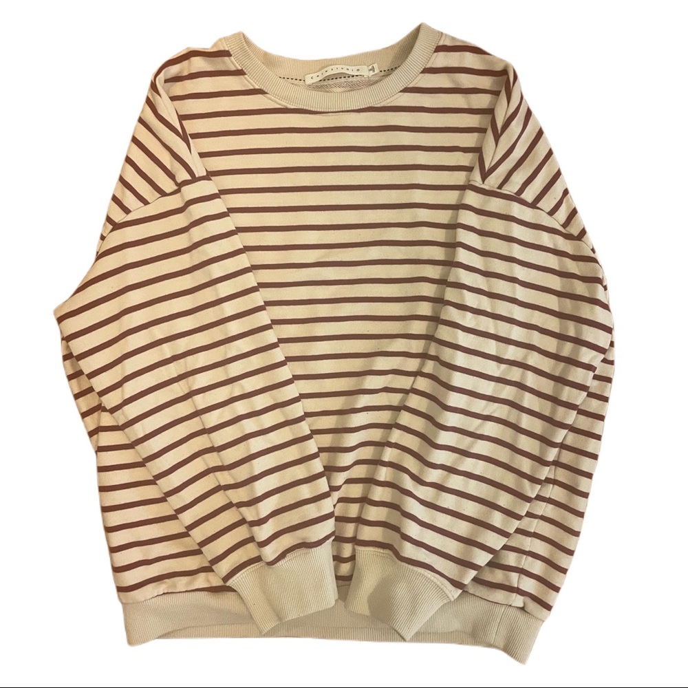 Chinstudio Oversized Cream/Dark Red Crewneck Size Small